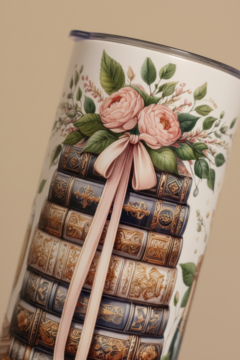 12oz Bookoholic Tumbler Close-Up