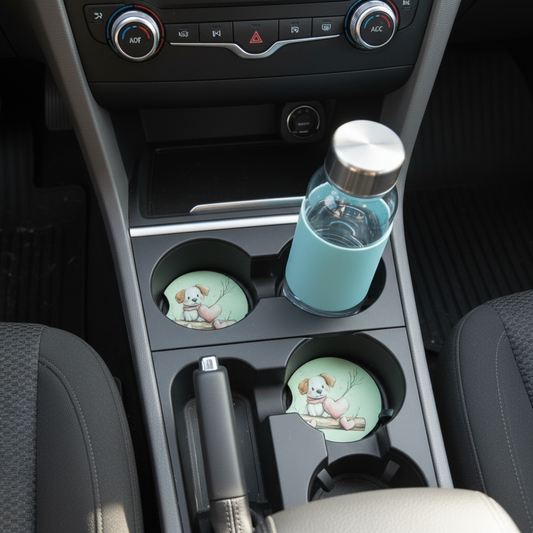 Puppy - 3 hearts Coasters in Cup Holder Overhead