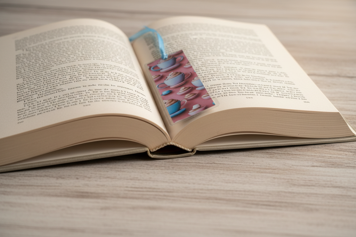 Chocolate Mug Bookmark on Book