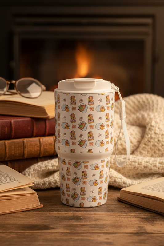Full Capybara Reading Travel Mug Product Photo