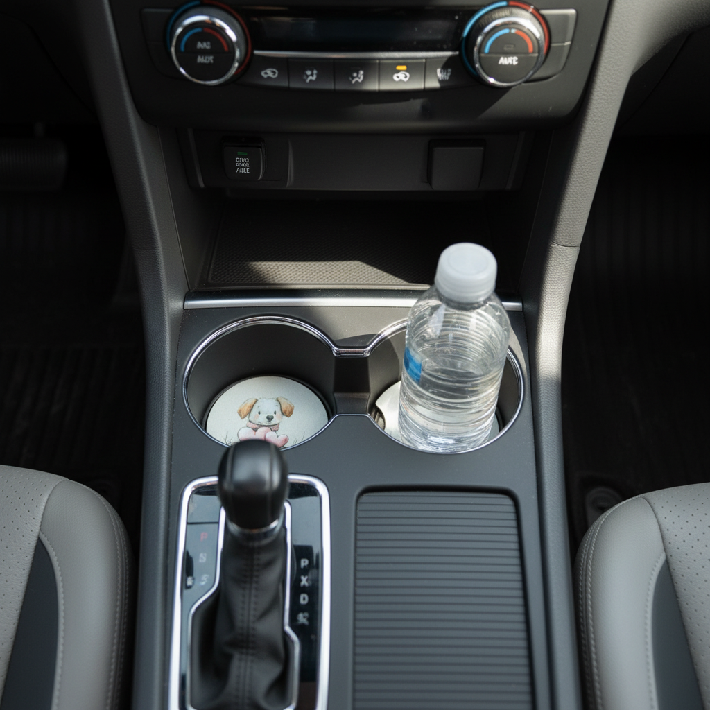 Puppy - 2 hearts Coasters in Cup Holders Overhead