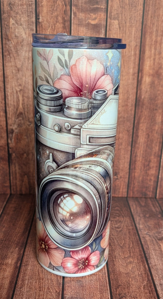 Camera With Flowers 20oz Tumbler